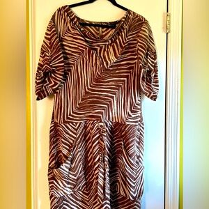 BCBG Max Azria Drawstring Waist Animal Print Mini Dress - L